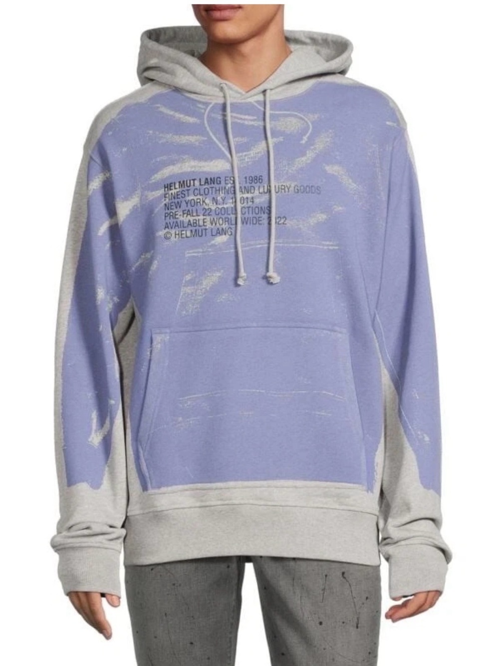 Helmut Lang Men's Lavender & Gray Pullover Hoodie XXL